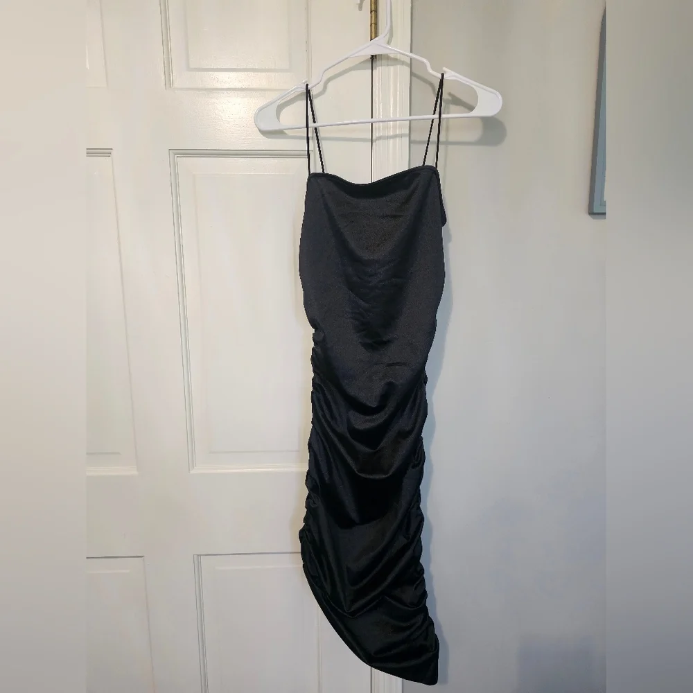 Justify Black Strapless Ruched Dress - Picture 1 of 4